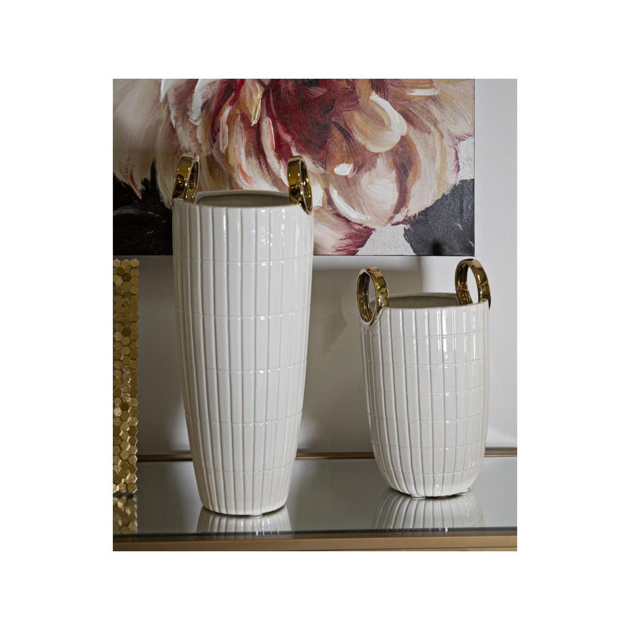 Voir la diapositive 6 : Paris Prix Vase design en céramique  shopping  45cm blanc