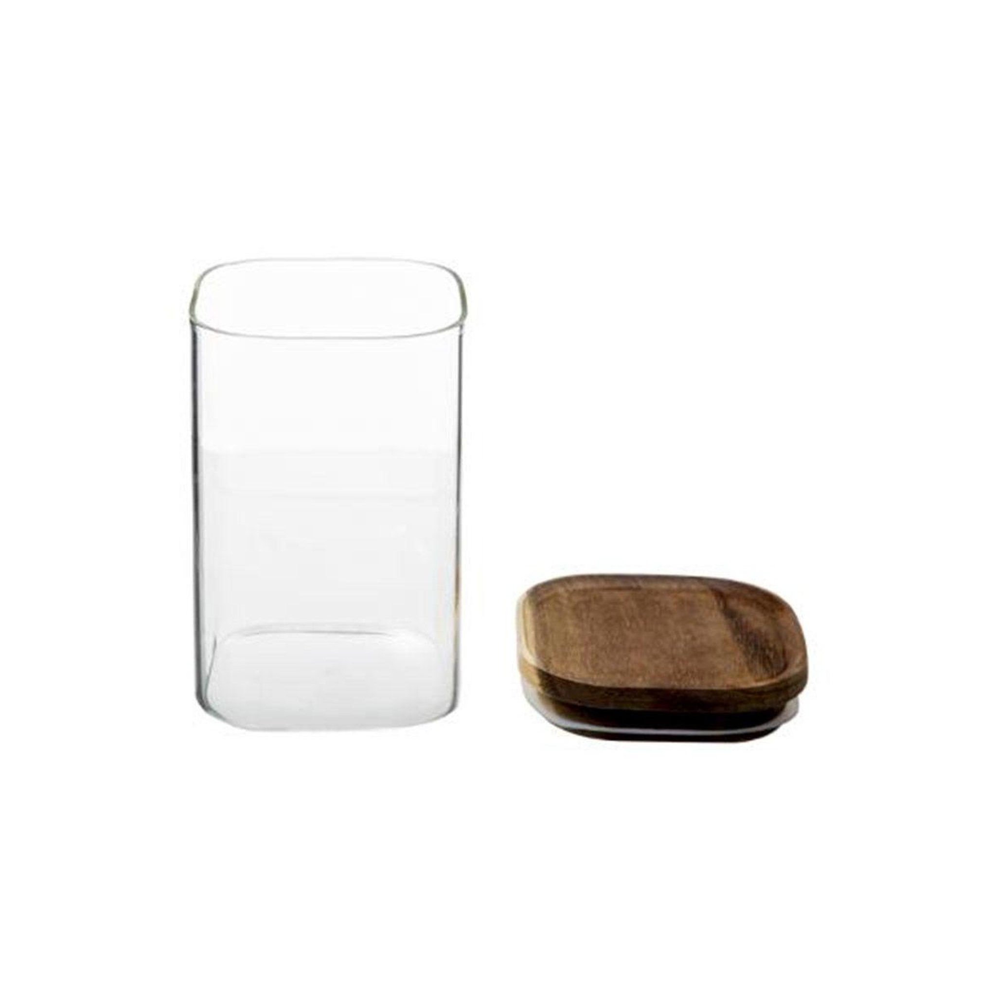 Voir la diapositive 2 : FIVE Bocal en verre  hermet  1l transparent & marron