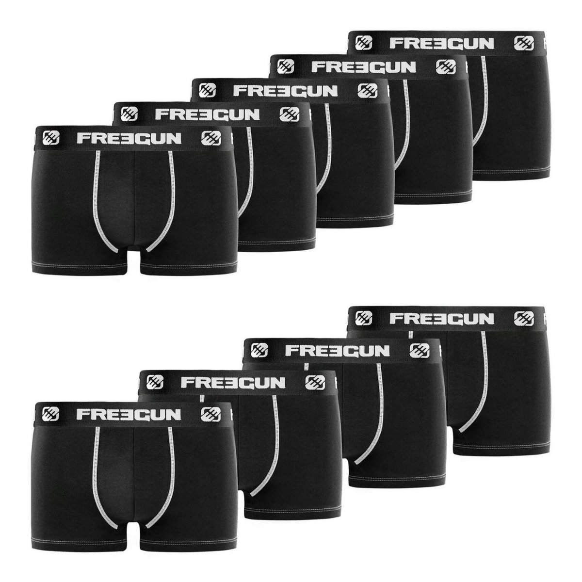FREEGUN Lot de 9 Boxers homme en coton