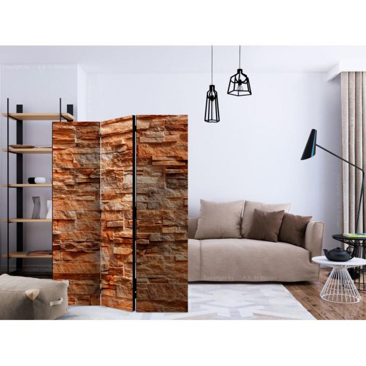 Paris Prix Paravent 3 Volets  Orange Stone  135x172cm