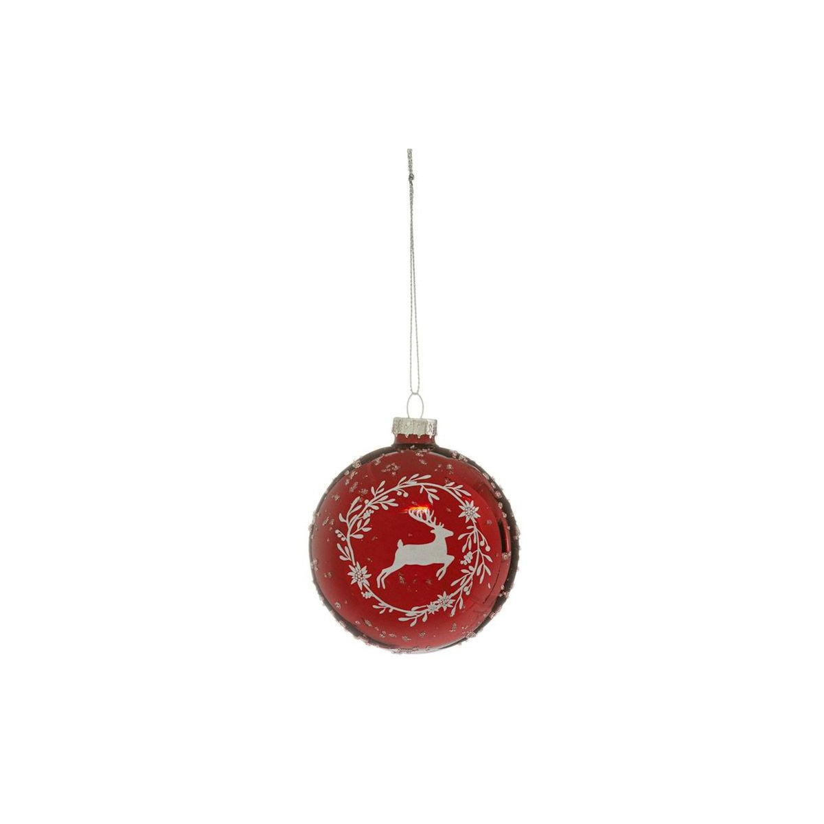 FEERIC LIGHT & CHRISTMAS Boule de Noël en Verre  Renne Couronne  8cm Rouge