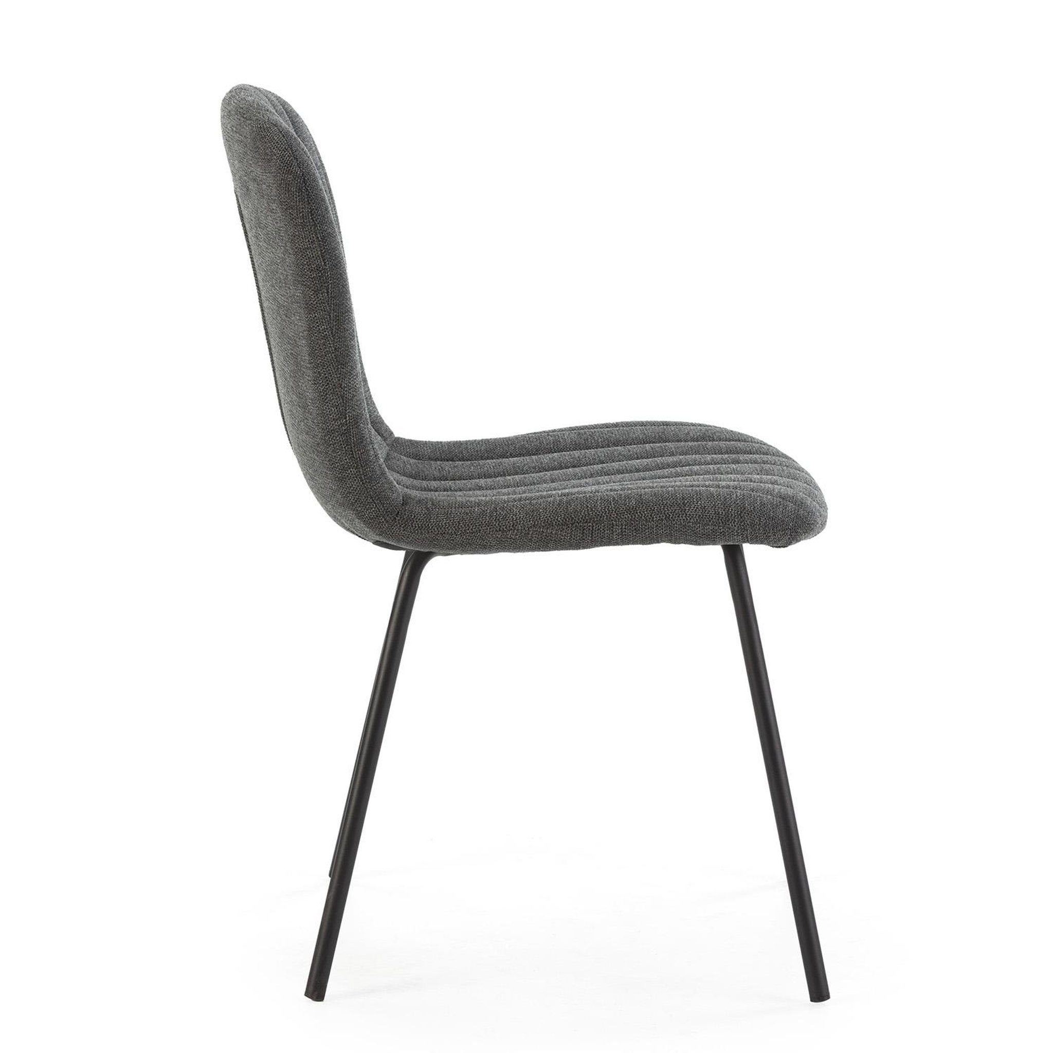 Voir la diapositive 3 : VS VENTA-STOCK Pack 4 chaises Lucky recouvertes de tissu gris foncé