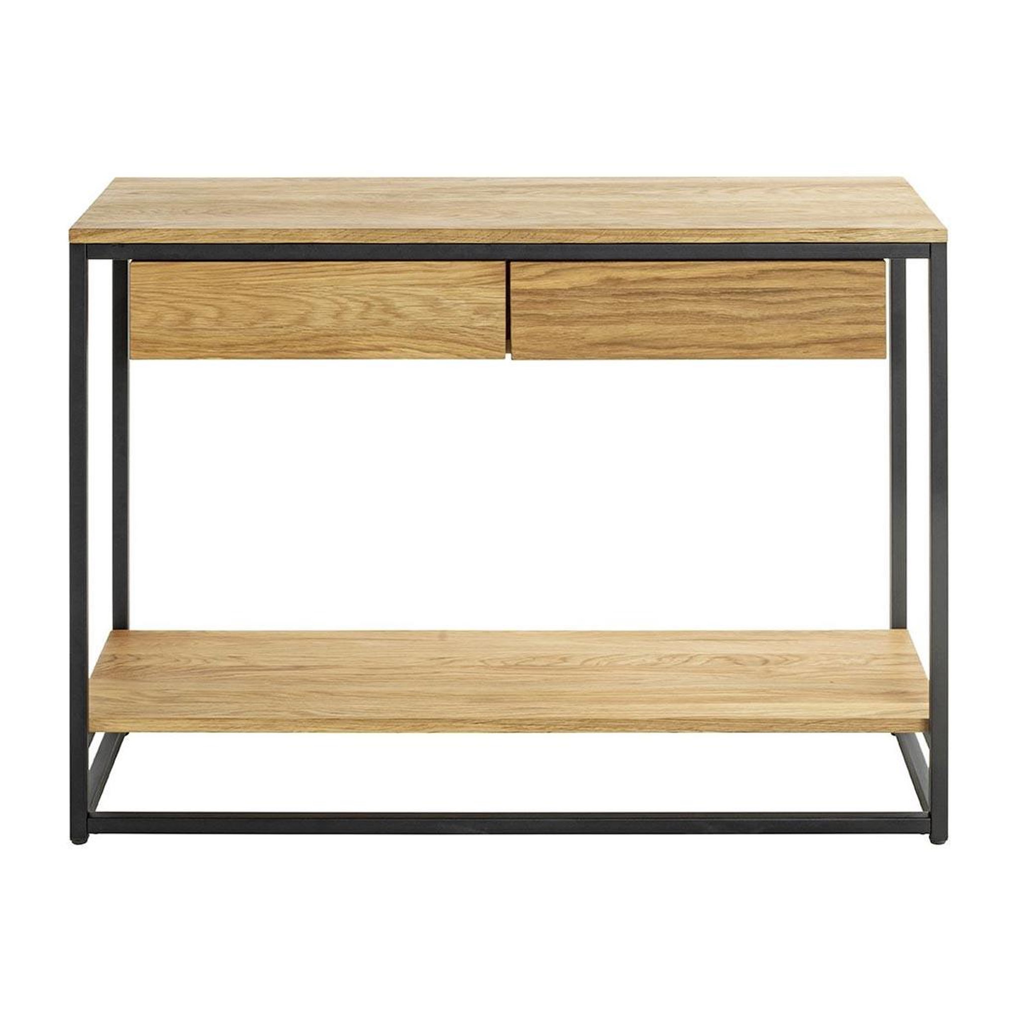 Voir la diapositive 2 : Paris Prix Console 2 tiroirs & 1 étagère  aria  100cm naturel & noir
