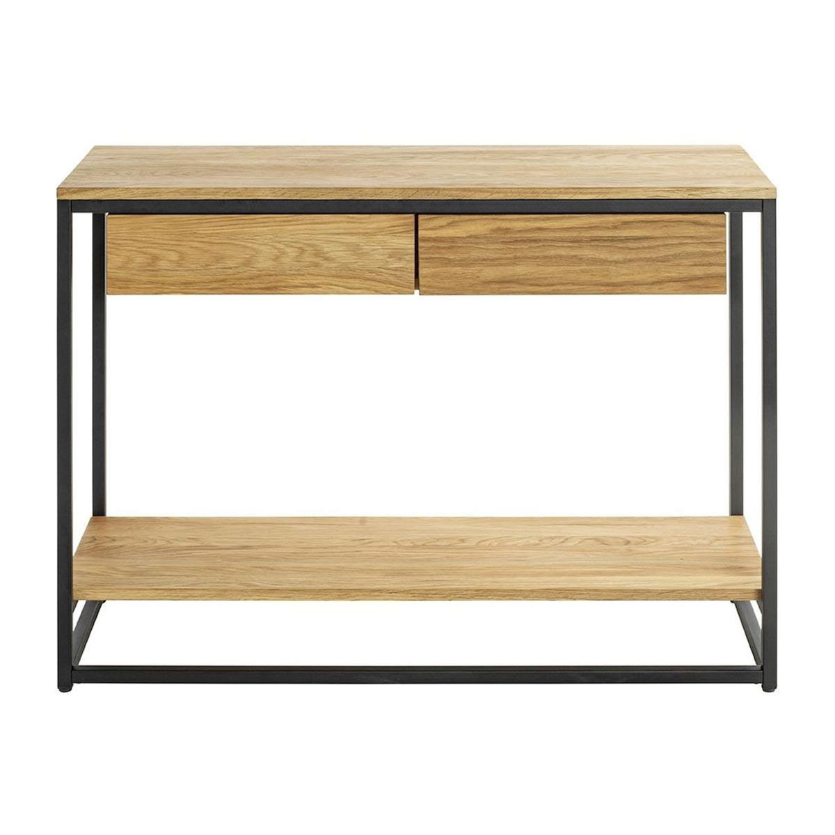 Paris Prix Console 2 Tiroirs & 1 Étagère  Aria  100cm Naturel & Noir