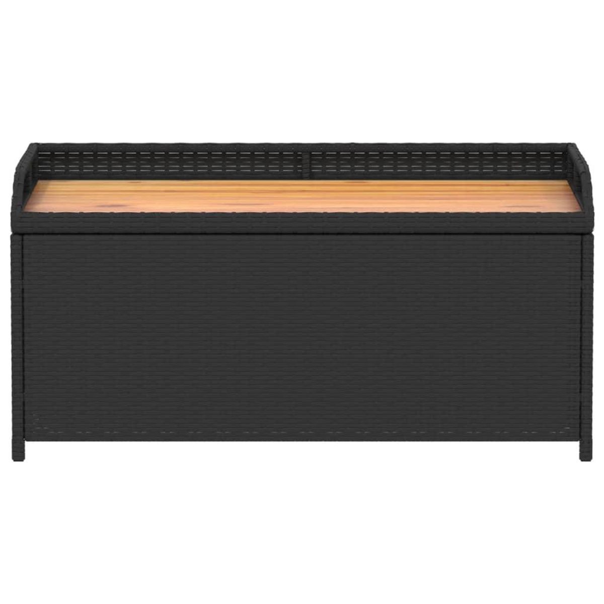 VIDAXL Banc de rangement noir resine tressee et bois d'acacia