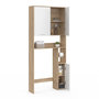 Voir la diapositive 4 : ID MARKET Meuble étagère dessus WC WALLIS bois façon hêtre et blanc