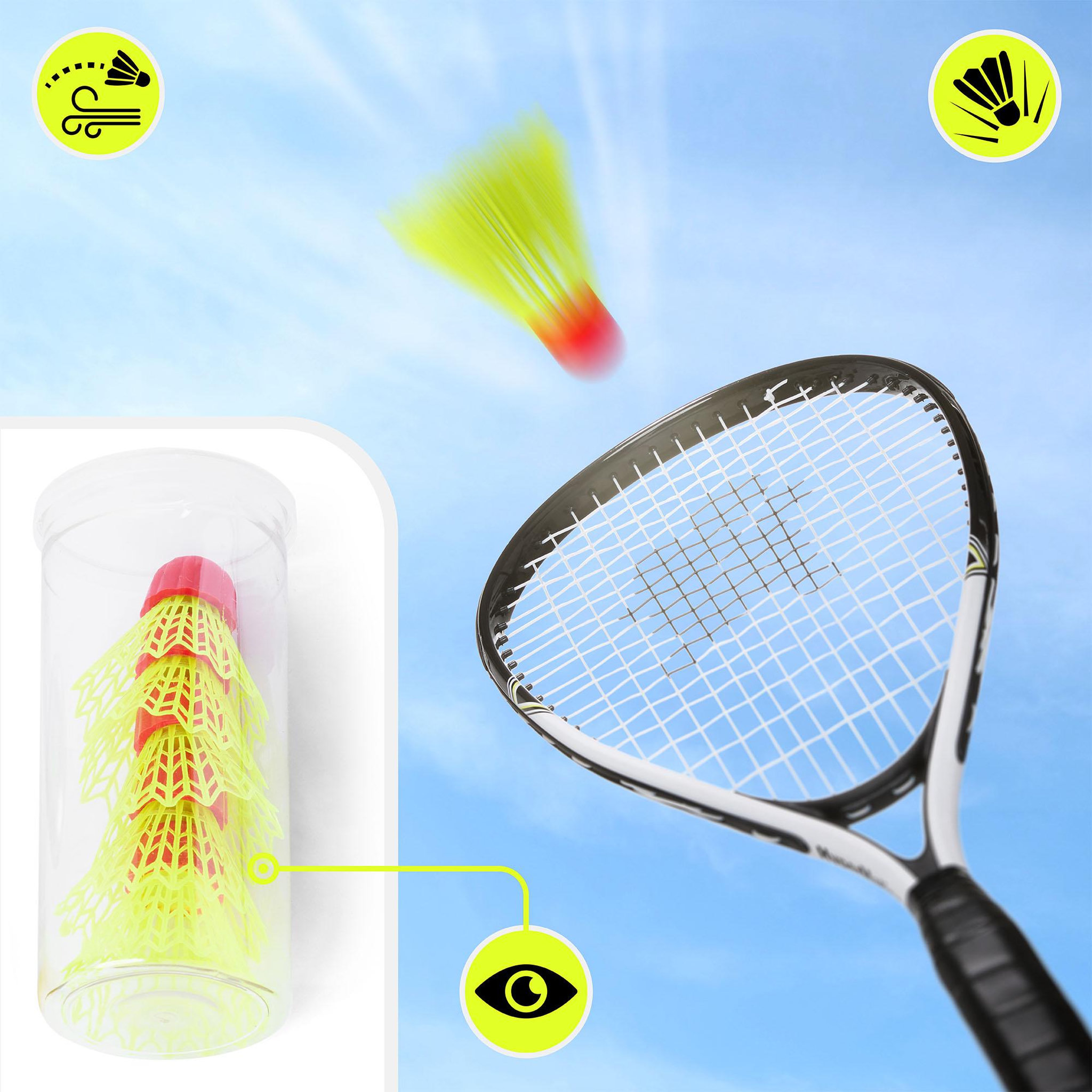 Voir la diapositive 6 : HYPERMOTION Jeu de Badminton Rapide HyperMotion Crossminton 2 Raquettes 5 Volants - Set Crossminton, Sac Oxford