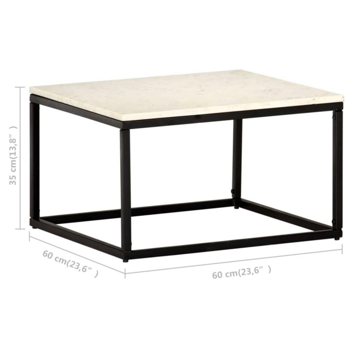 VIDAXL Table basse Blanc 60x60x35 cm Pierre veritable texture marbre