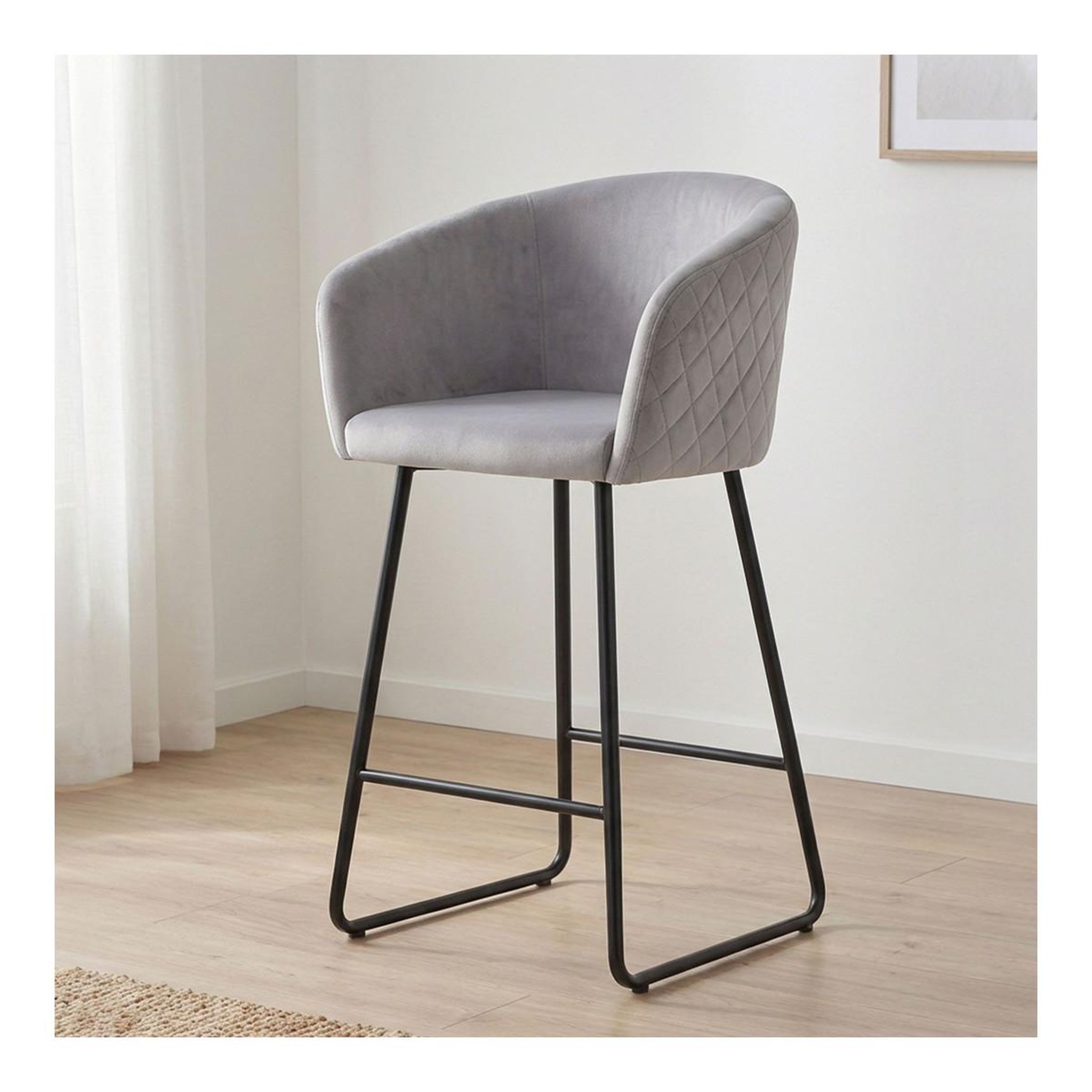 Voir la diapositive 5 : Paris Prix Chaise de bar en velours  kandi  106cm argent