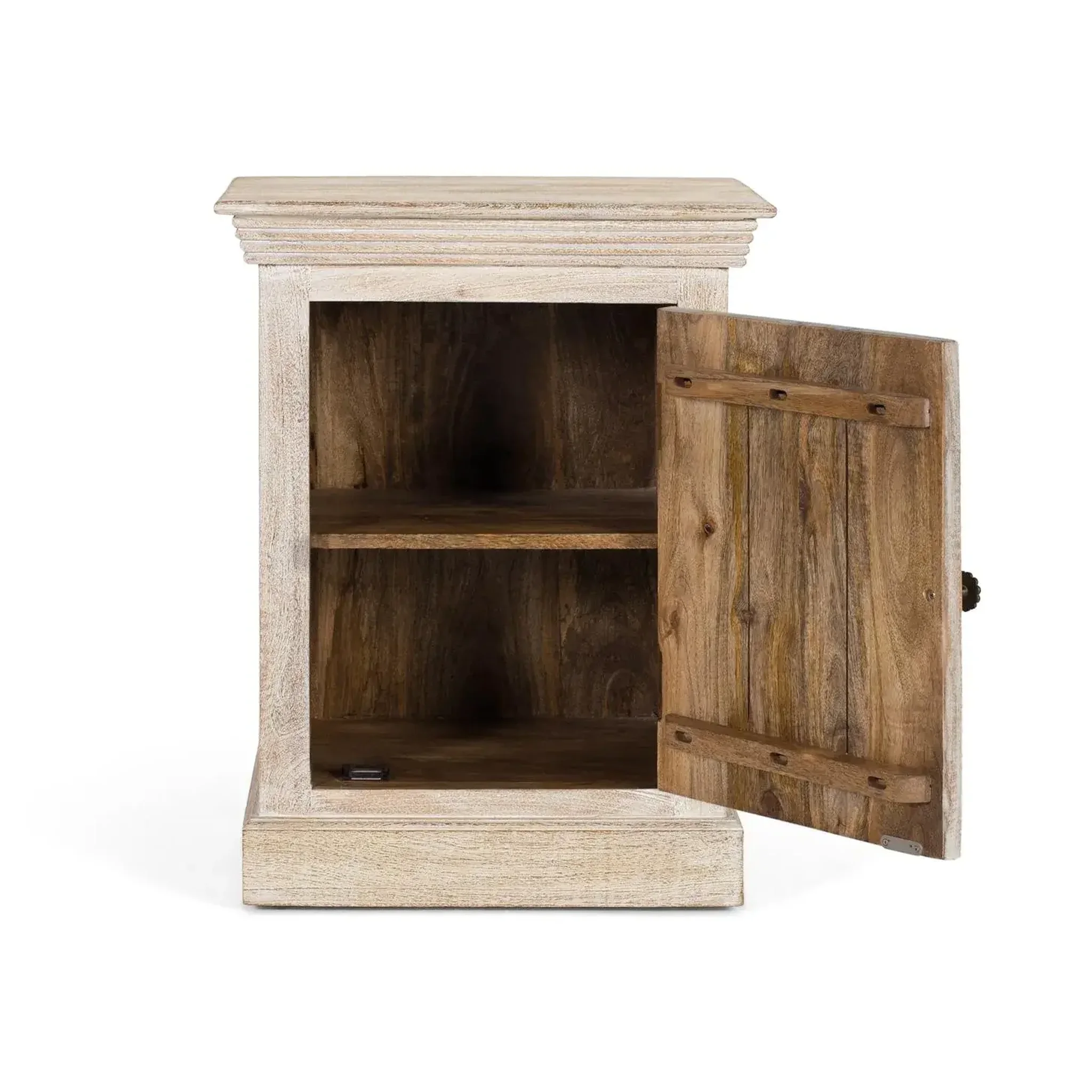 Voir la diapositive 3 : GINER Y COLOMER SL Table de chevet en bois de manguier 56 cm style ethnique colonial sculpté