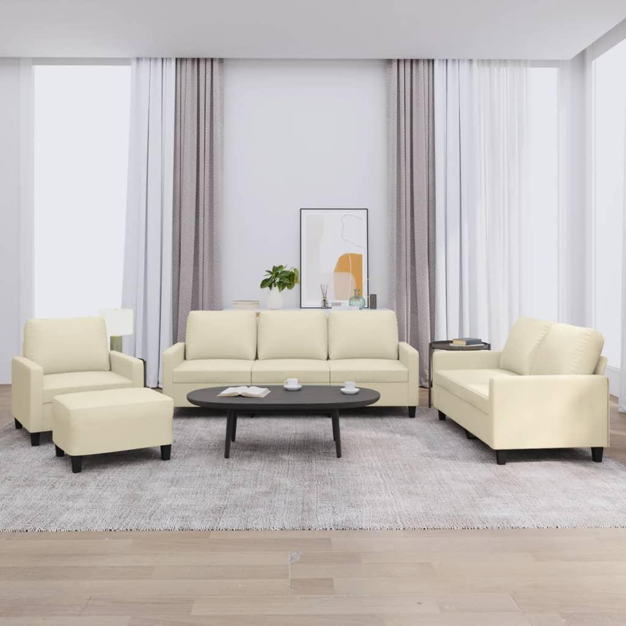 VIDAXL Ensemble de canapes 4 pcs avec coussins Creme Similicuir