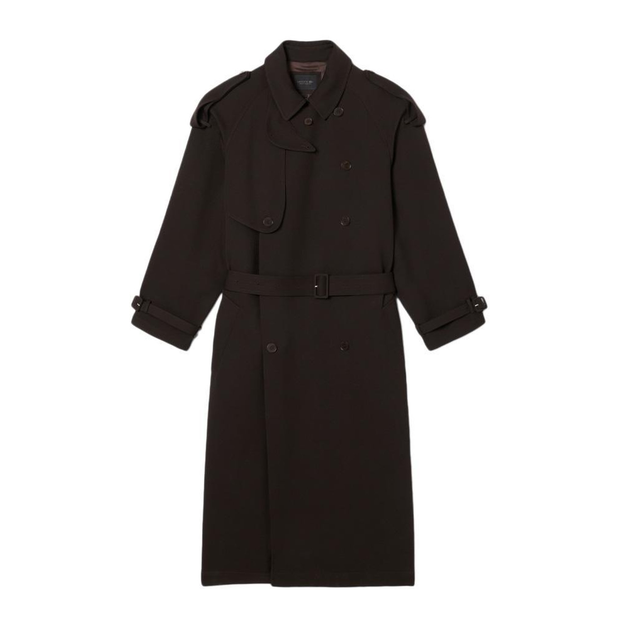 Voir la diapositive 4 : Lacoste Trench-coat long marron unisexe lacoste runway wooll