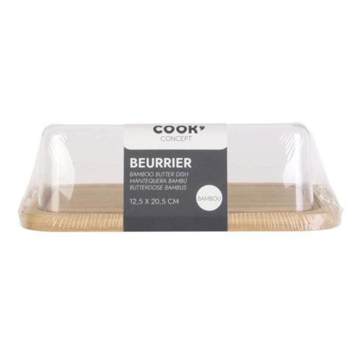 Paris Prix Beurrier Déco  Bambou  20cm Transparent & Naturel