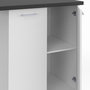 Voir la diapositive 6 : ID MARKET Ilot central IVO 100 cm blanc avec plan de travail gris anthracite