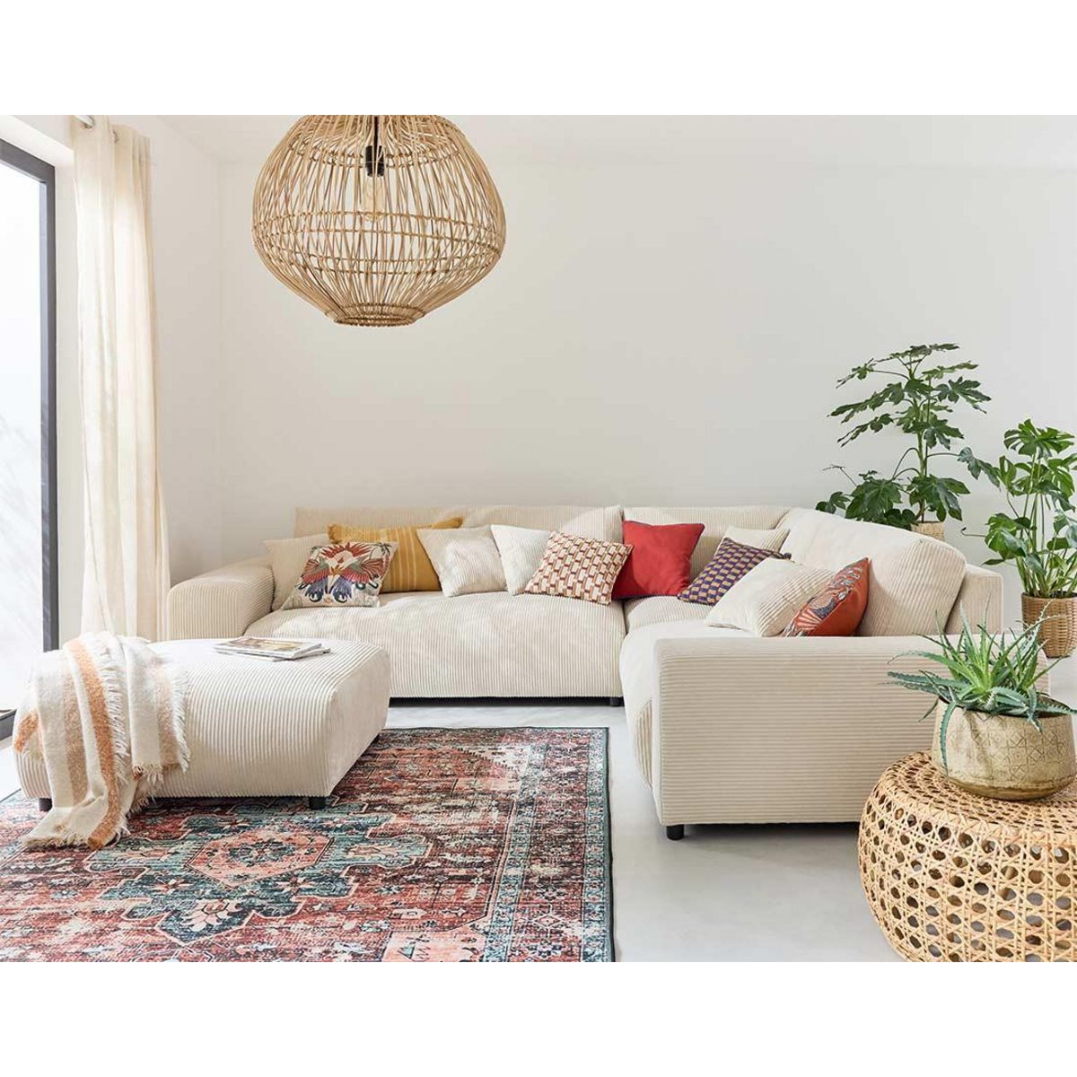 LISA DESIGN Garance - canapé modulable d'angle droit - 5 places - en velours côtelé