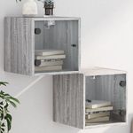 VIDAXL Tables de chevet et portes vitrees 2pcs sonoma gris 35x37x35cm