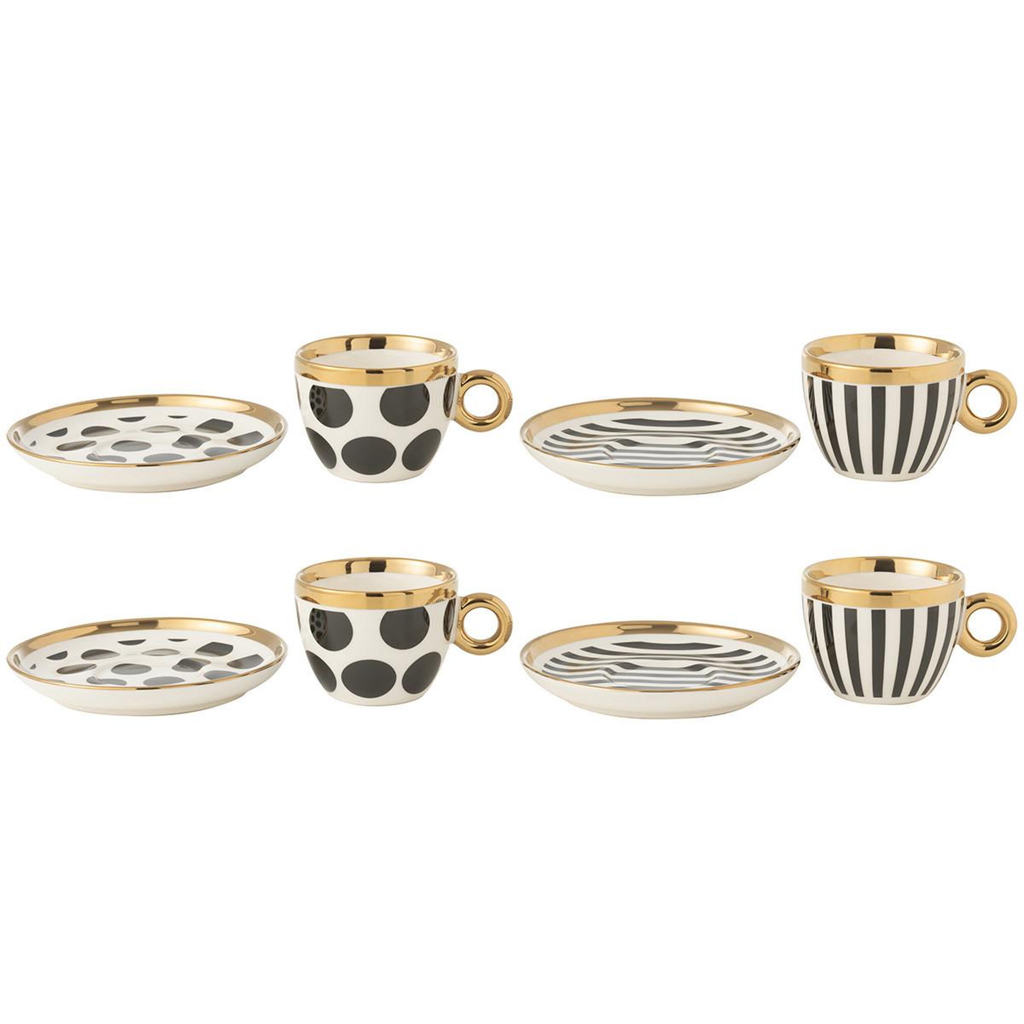 Voir la diapositive 2 : J-LINE Lot de 4 tasses & sous-tasses  faye  18cl multicolore