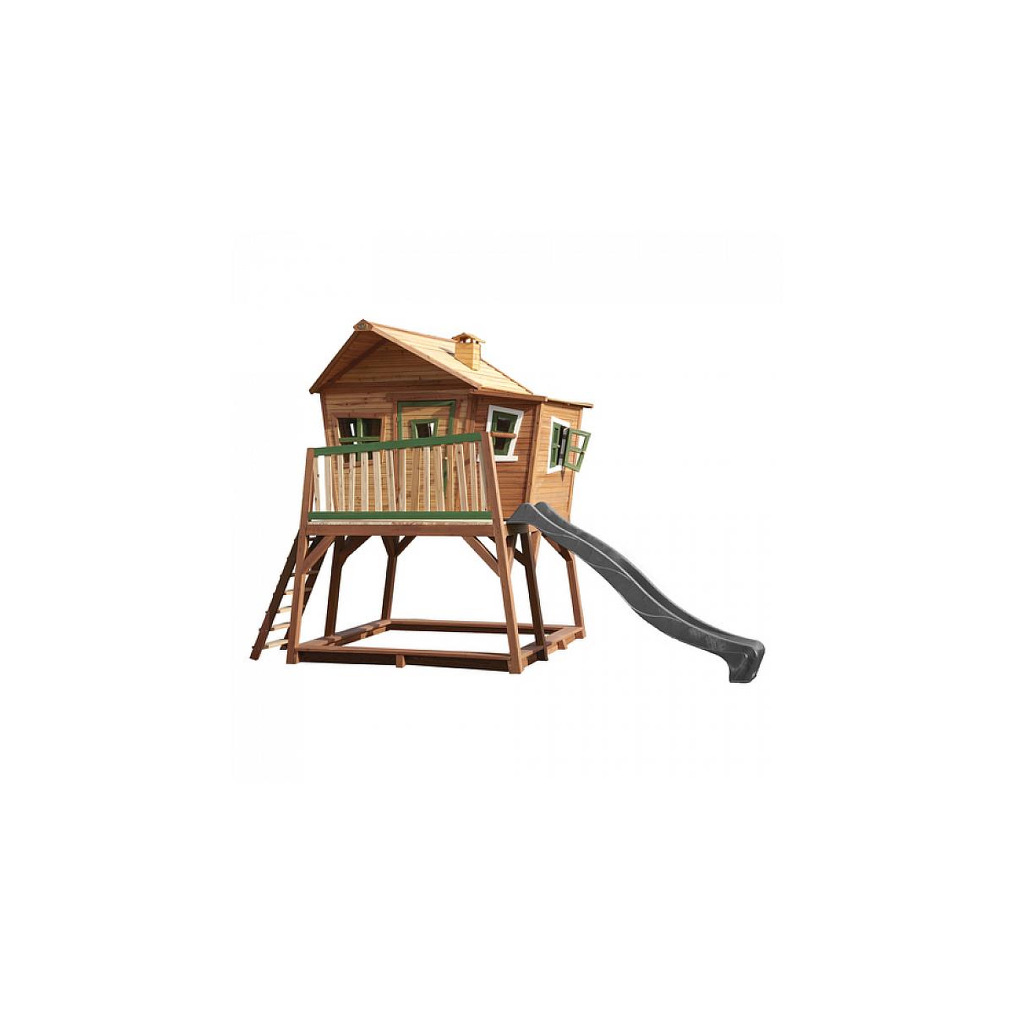 Axi House AXI Crooked Max Maisonnette Marron vert Toboggan Gris