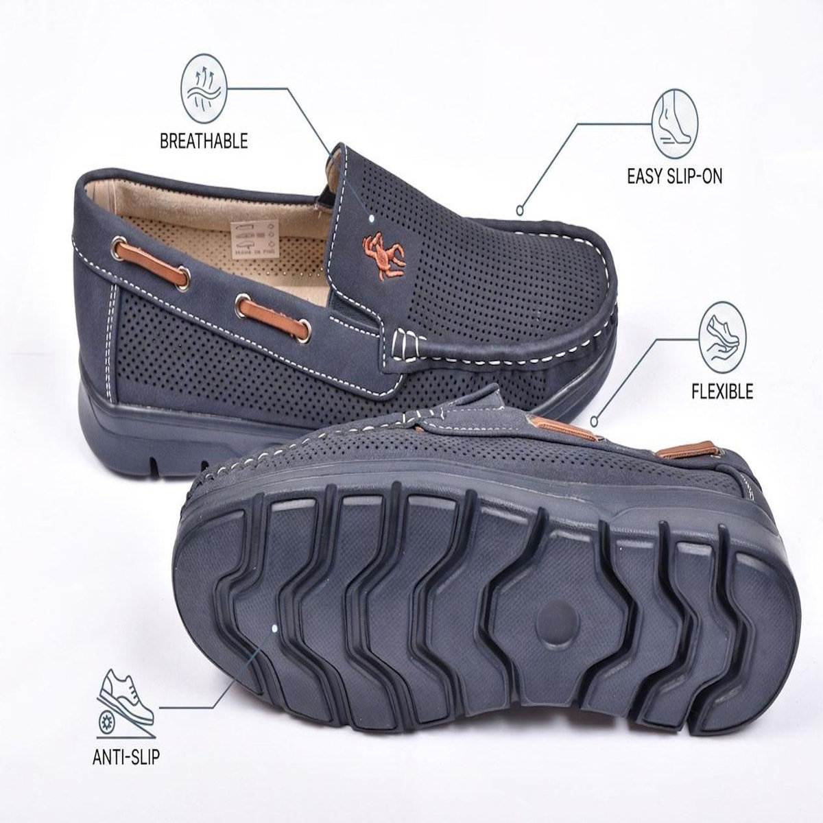 OZABI OZABI Mocassins Homme Microperforés Confort Été Semelle Crantée