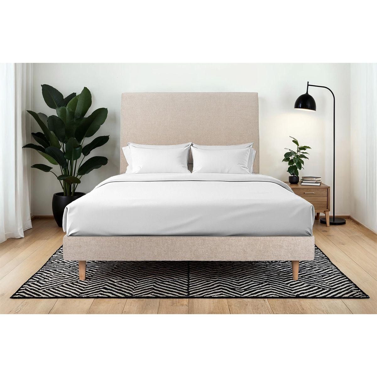 Sommeil de Plomb Lit avec tête de lit tapissier tissu et sommier kit - Hauteur totale : 29cm