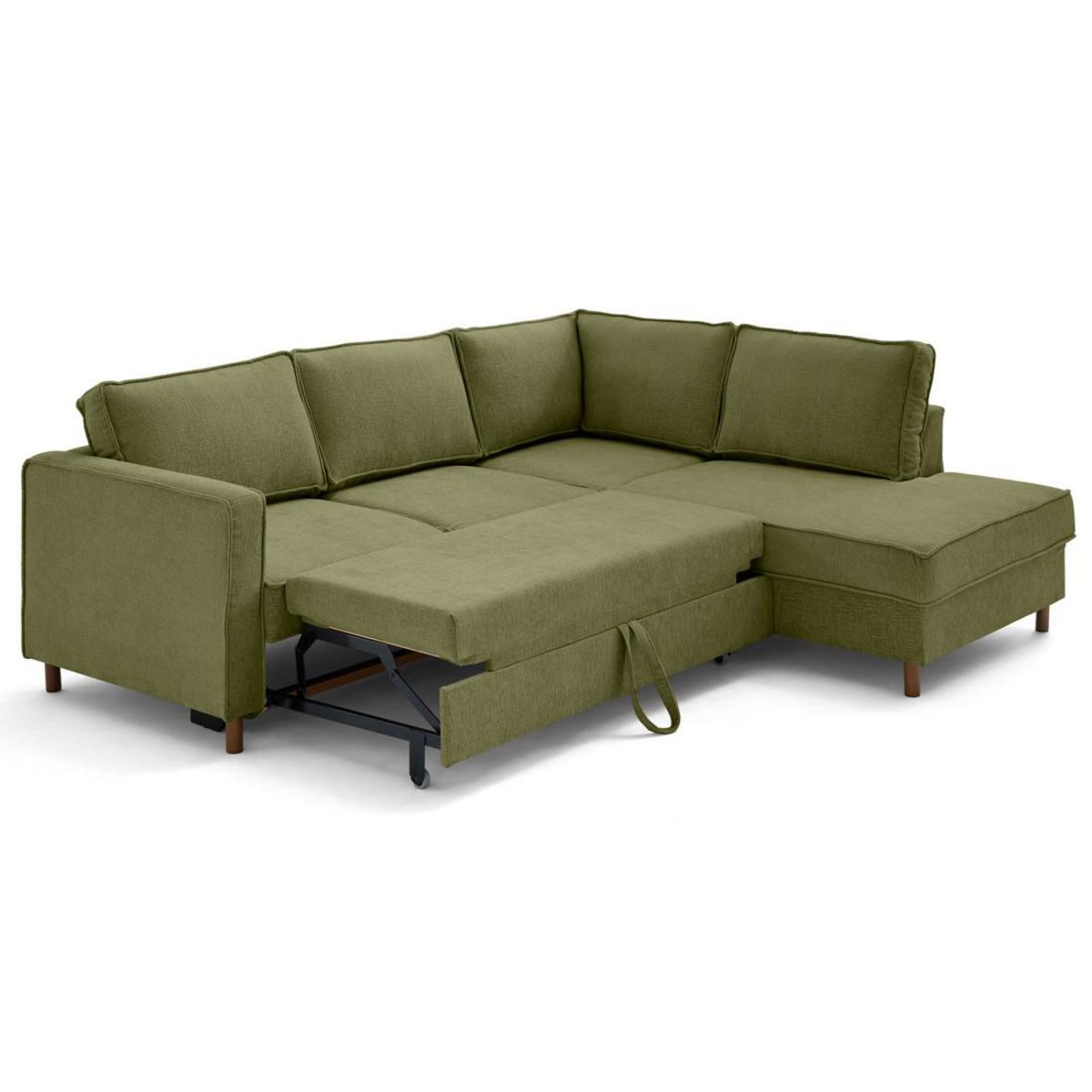 LISA DESIGN Jake - canapé d'angle droit 5 places convertible en tissu velours relief