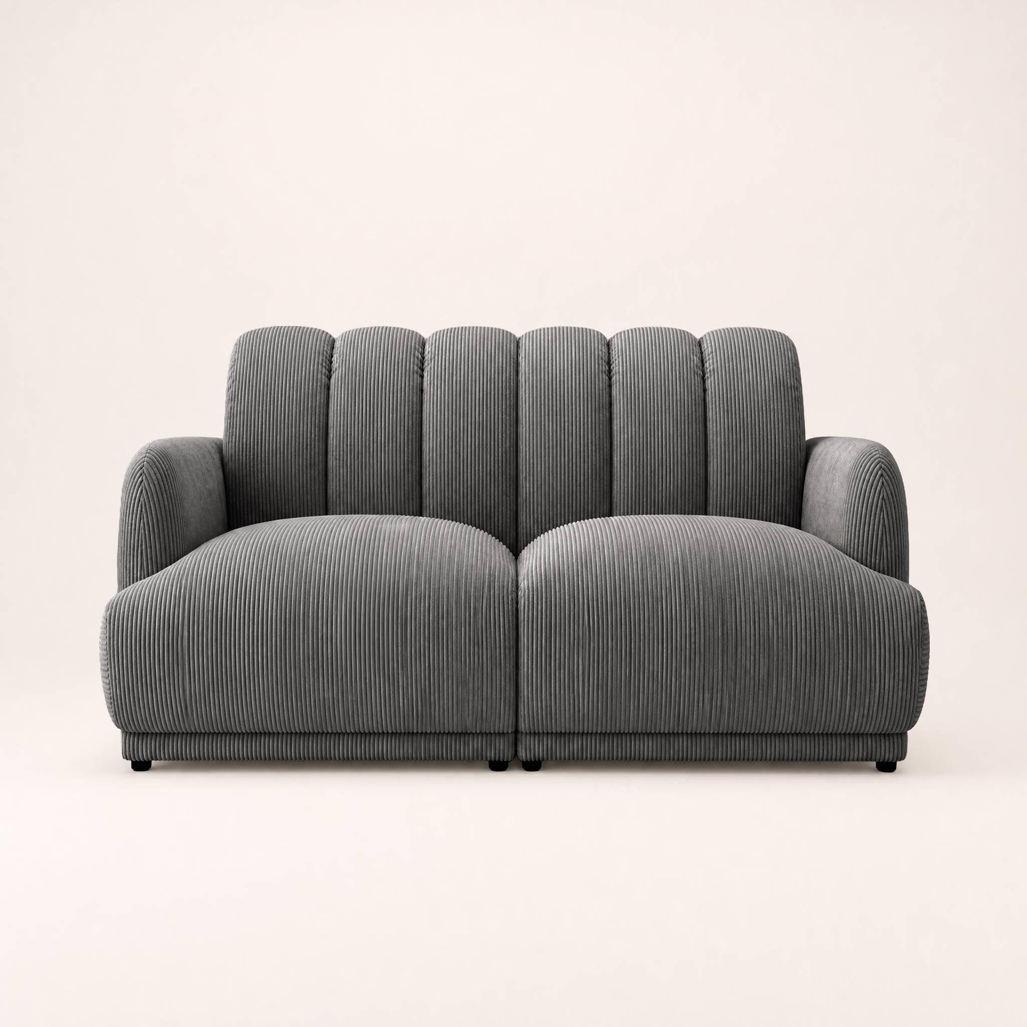 Voir la diapositive 5 : BEST MOBILIER Luigi - canapé droit 3 places en velours côtelé