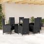Voir la diapositive 1 : VIDAXL Ensemble a manger de jardin coussins 7pcs Noir Resine tressee