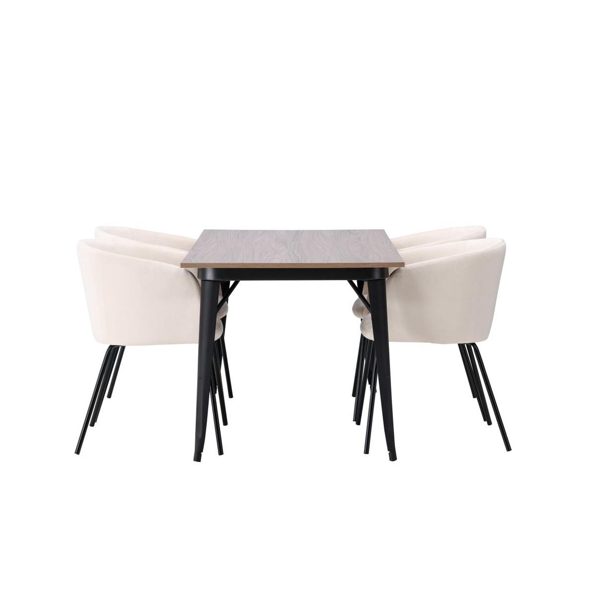 Voir la diapositive 4 : Paris Prix Ensemble table à manger & 4 chaises velours  tempe & berit  140cm naturel & beige