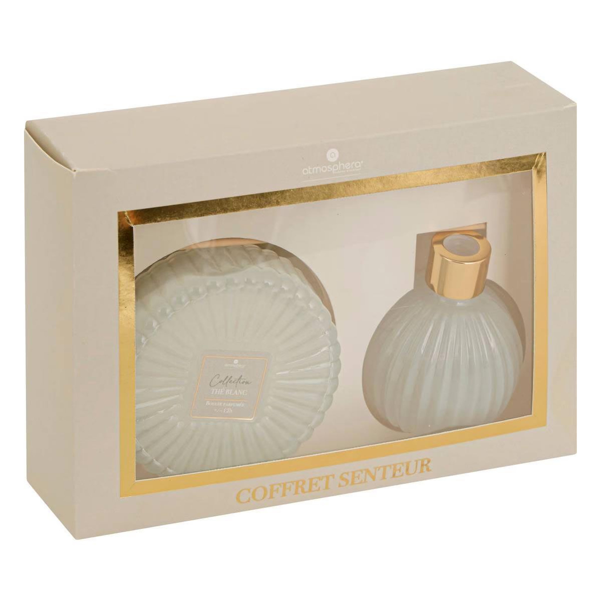 Voir la diapositive 6 : ATMOSPHERA Coffret senteur 2 pièces  albie  8cm thé blanc