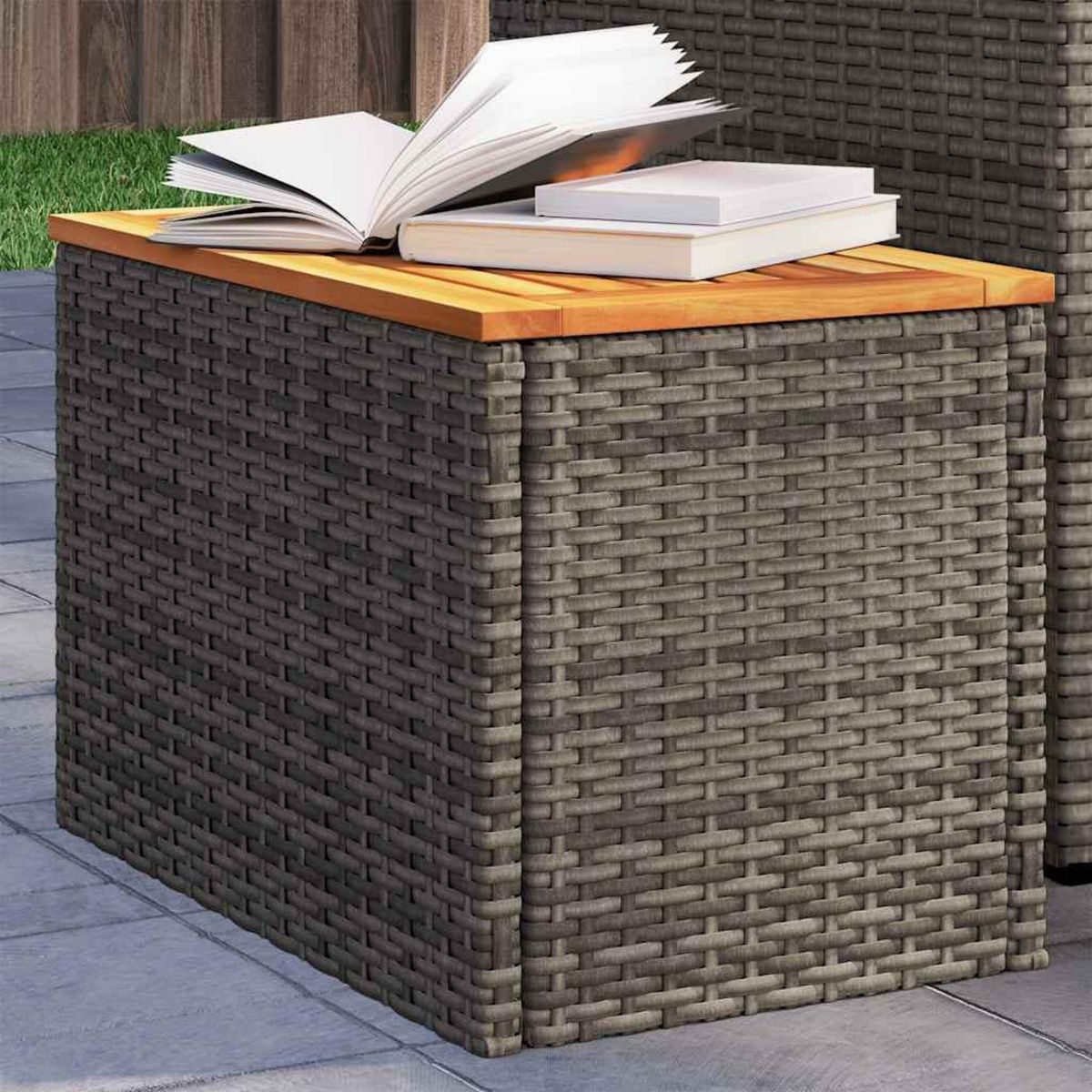 VIDAXL Tables d'appoint de jardin 2 pcs gris rotin bois massif