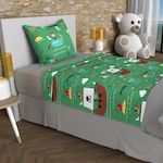 SOLEIL D'OCRE Parure de draps 180x290 cm PIRATES, 100% coton 57 fils/cm2, par Soleil d'Ocre. Coloris disponibles : Bleu, Vert