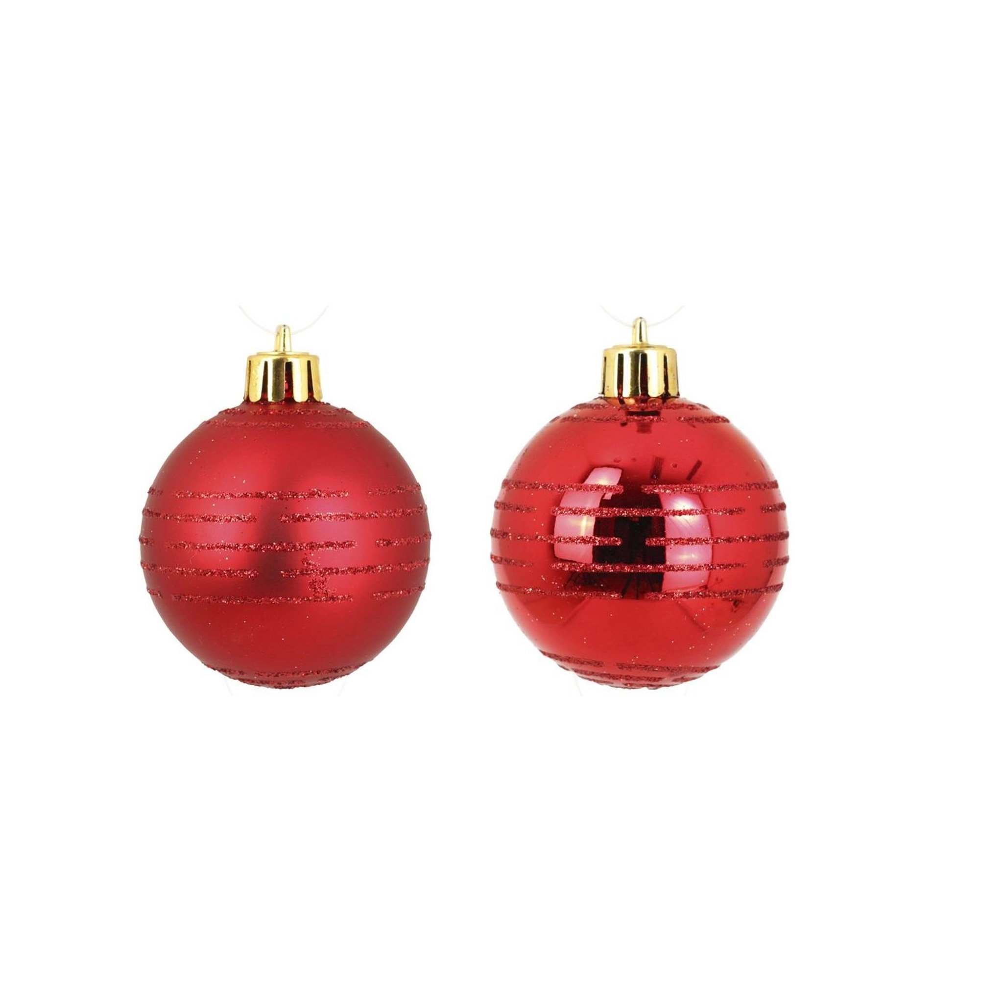 Eden Set de 8 boules de noël rayures rouge