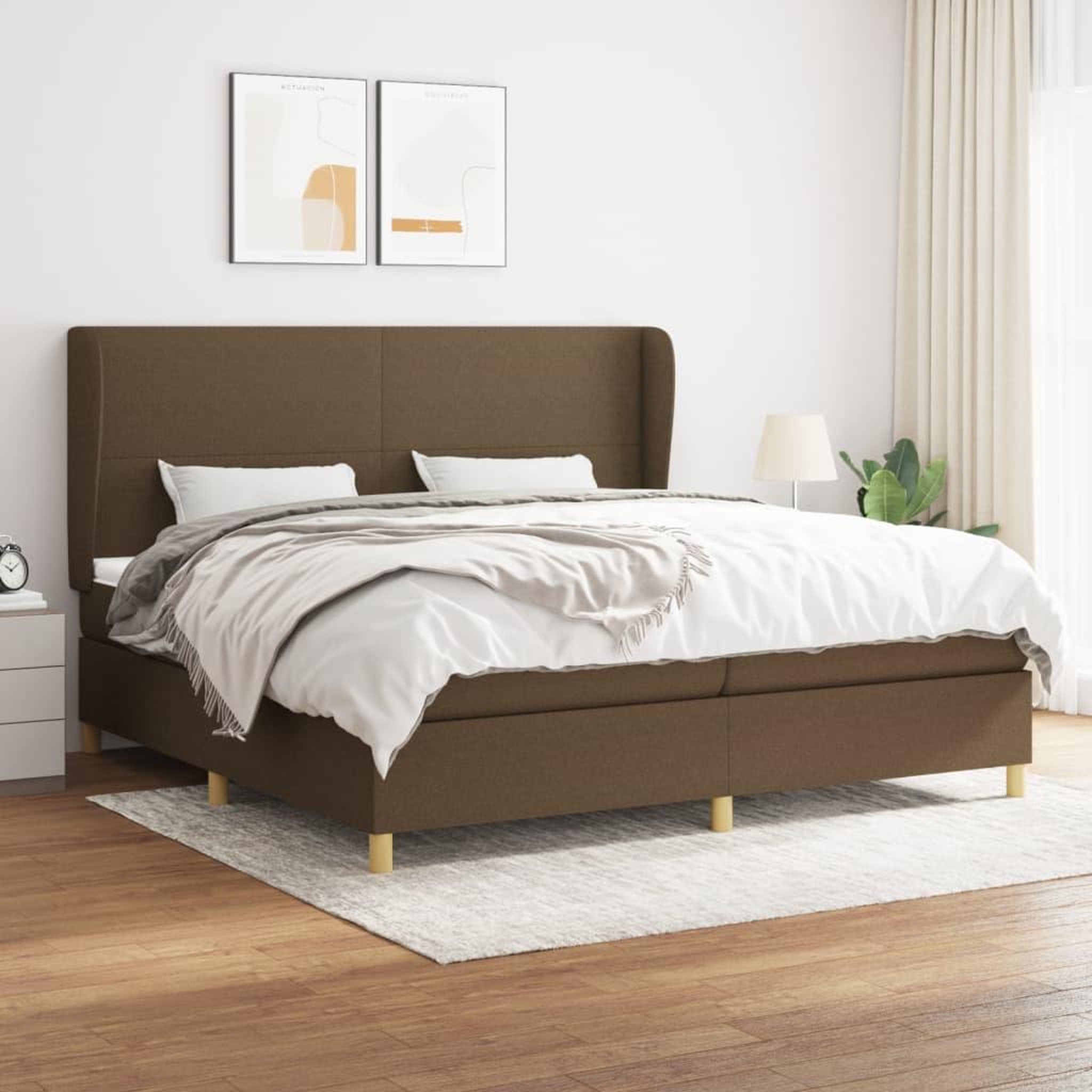 Voir la diapositive 1 : VIDAXL Sommier a lattes de lit avec matelas Marron fonce 200x200 cm