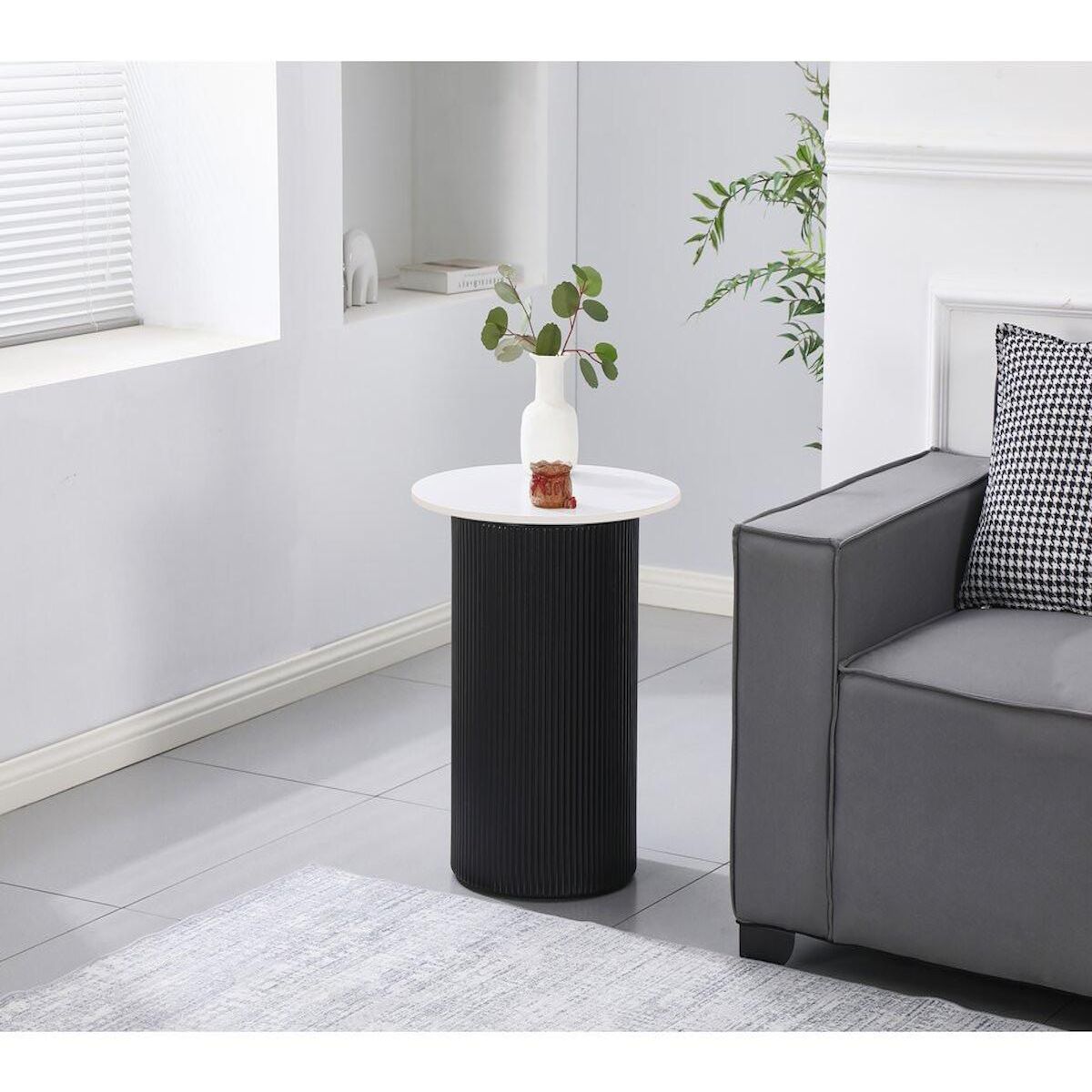 Habitat et Jardin Table d'appoint, bout de canapé, table de chevet en céramique  Eclat  - 50 x 50 x 55 cm - Blanc