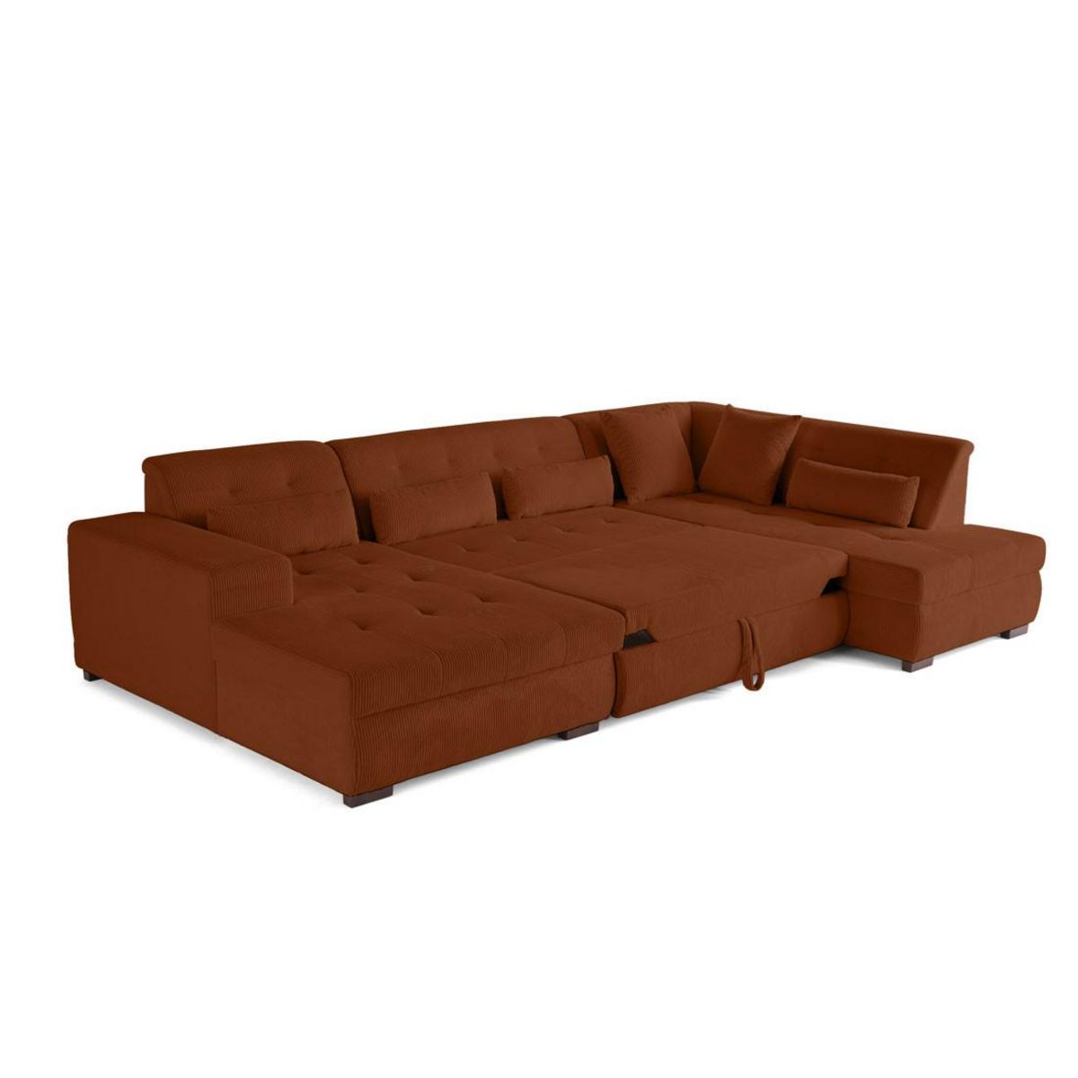 LISA DESIGN Vermont - canapé panoramique d'angle droit - 7 places - convertible avec coffre - en velours côtelé