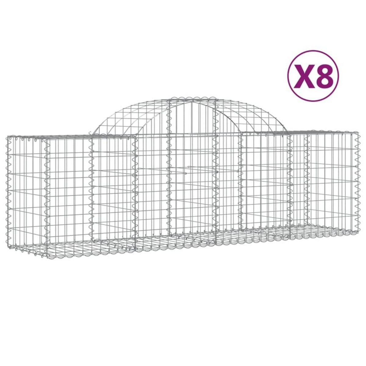 VIDAXL Paniers a gabions arques 8 pcs 200x50x60/80 cm Fer galvanise