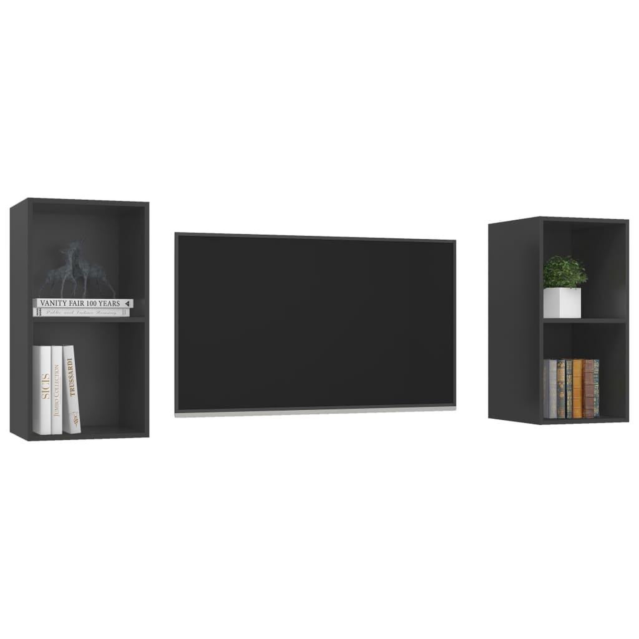 Voir la diapositive 3 : VIDAXL Meubles TV muraux 2 pcs Gris Bois d'ingenierie