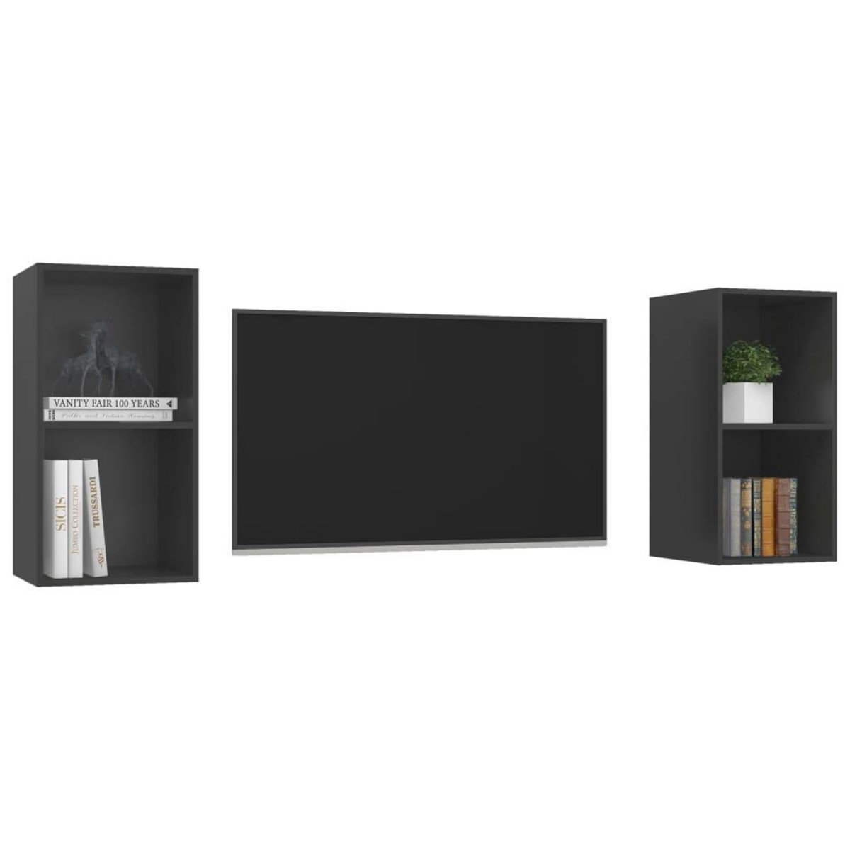 VIDAXL Meubles TV muraux 2 pcs Gris Bois d'ingenierie