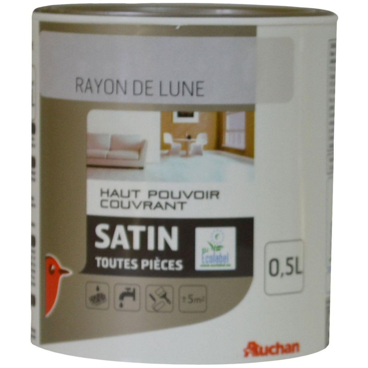 AUCHAN Peinture murale satin couleur rayon de lune   