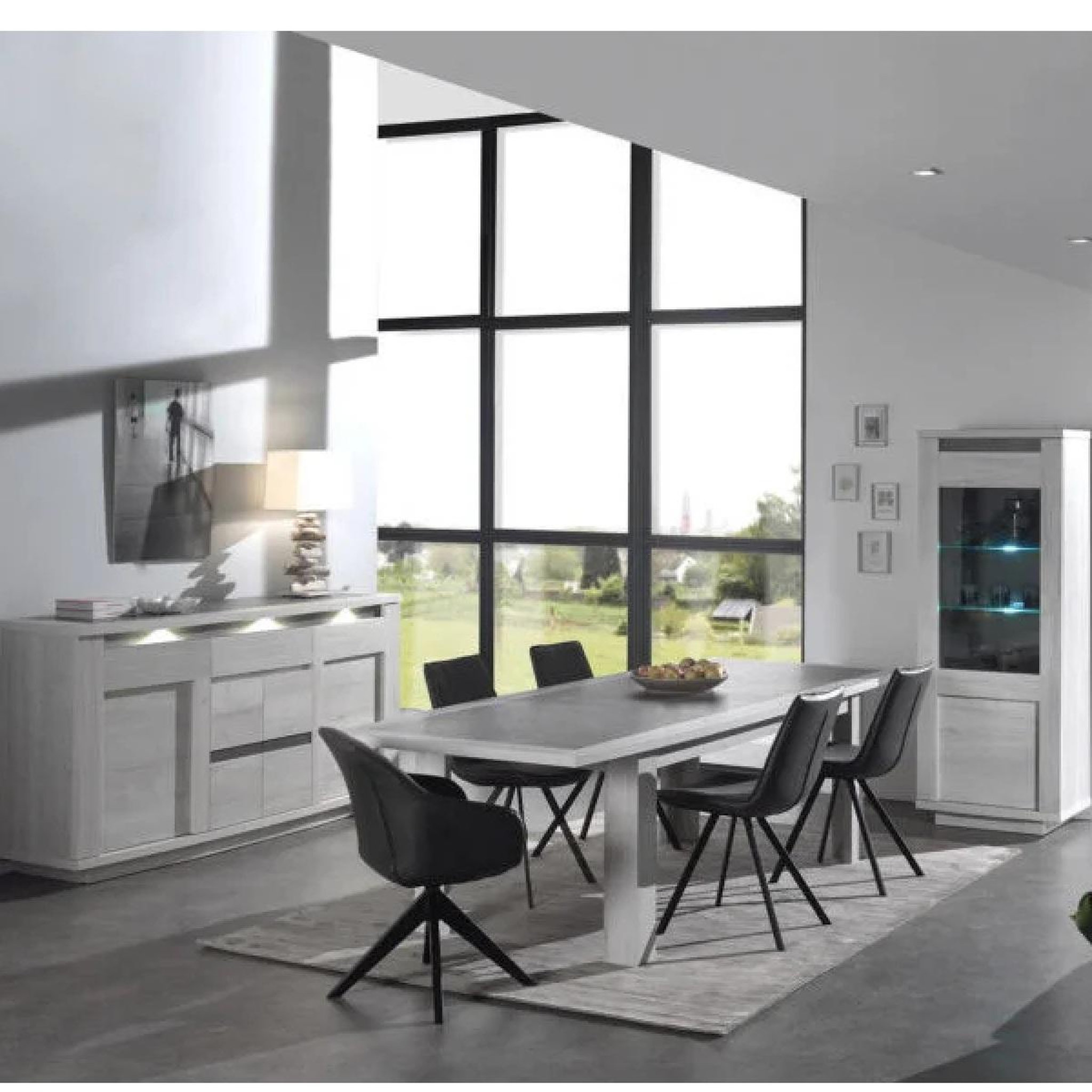Voir la diapositive 3 : JLC KREATION Buffet contemporain 4 portes-1 tiroir chêne blanchi melinda