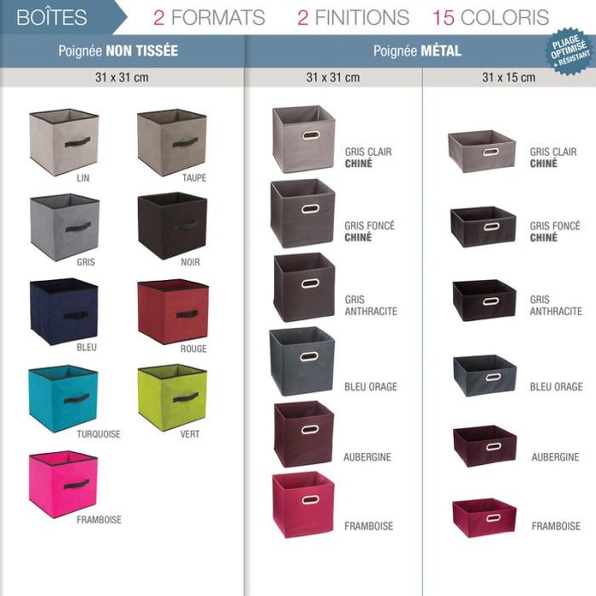 Voir la diapositive 5 : B BASIC & CO Boîte de rangement bicolore  mix n'modul  31x31cm lin