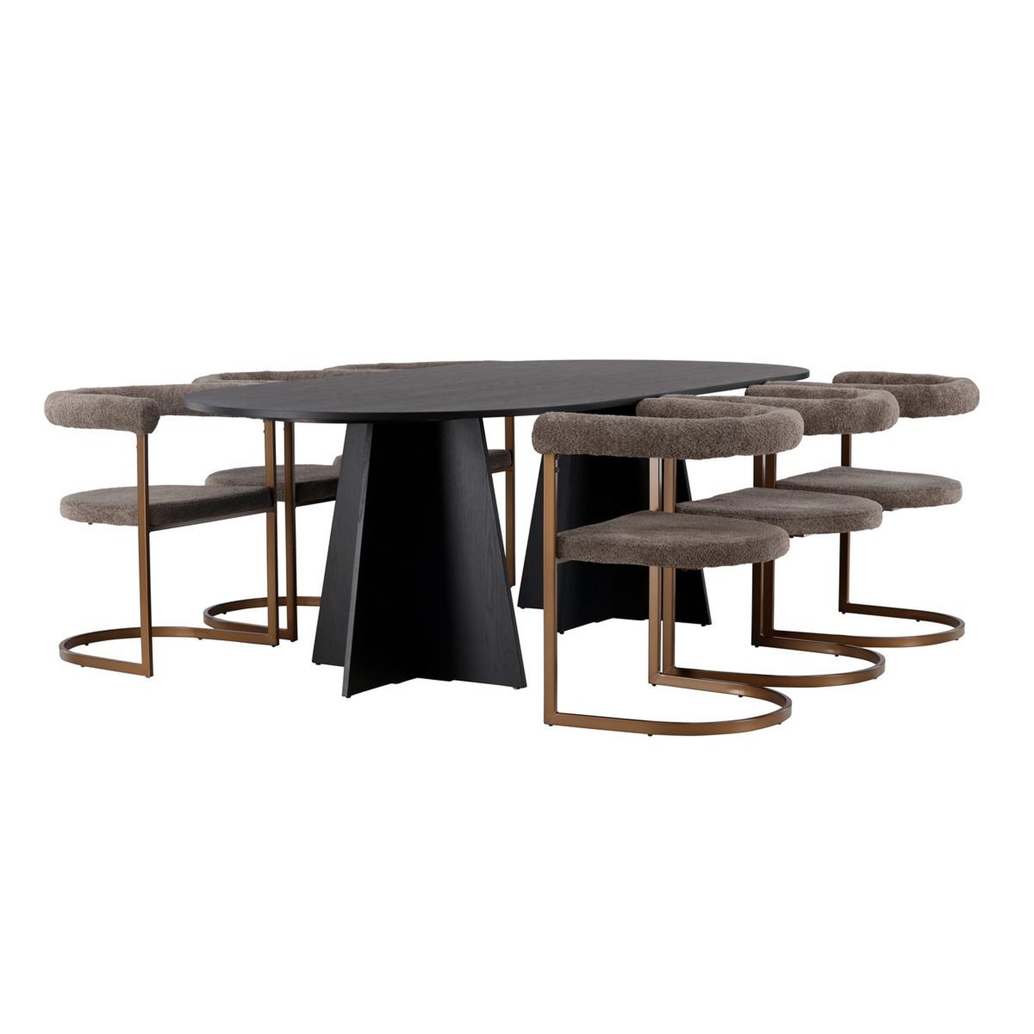 Paris Prix Ensemble table à manger & 6 chaises  bootcut & morning  230cm noir & marron