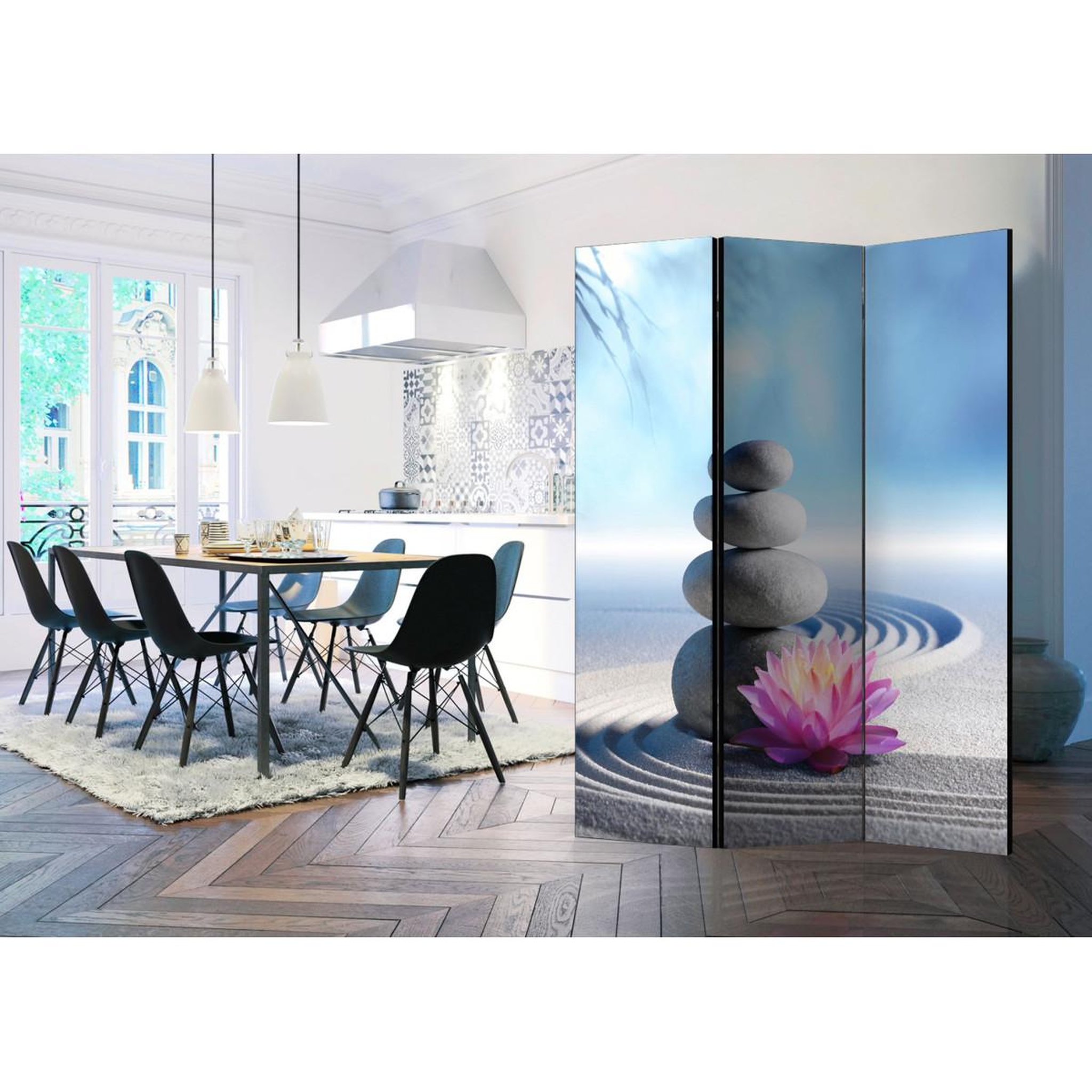 Voir la diapositive 2 : Paris Prix Paravent 3 volets  zen garden  135x172cm