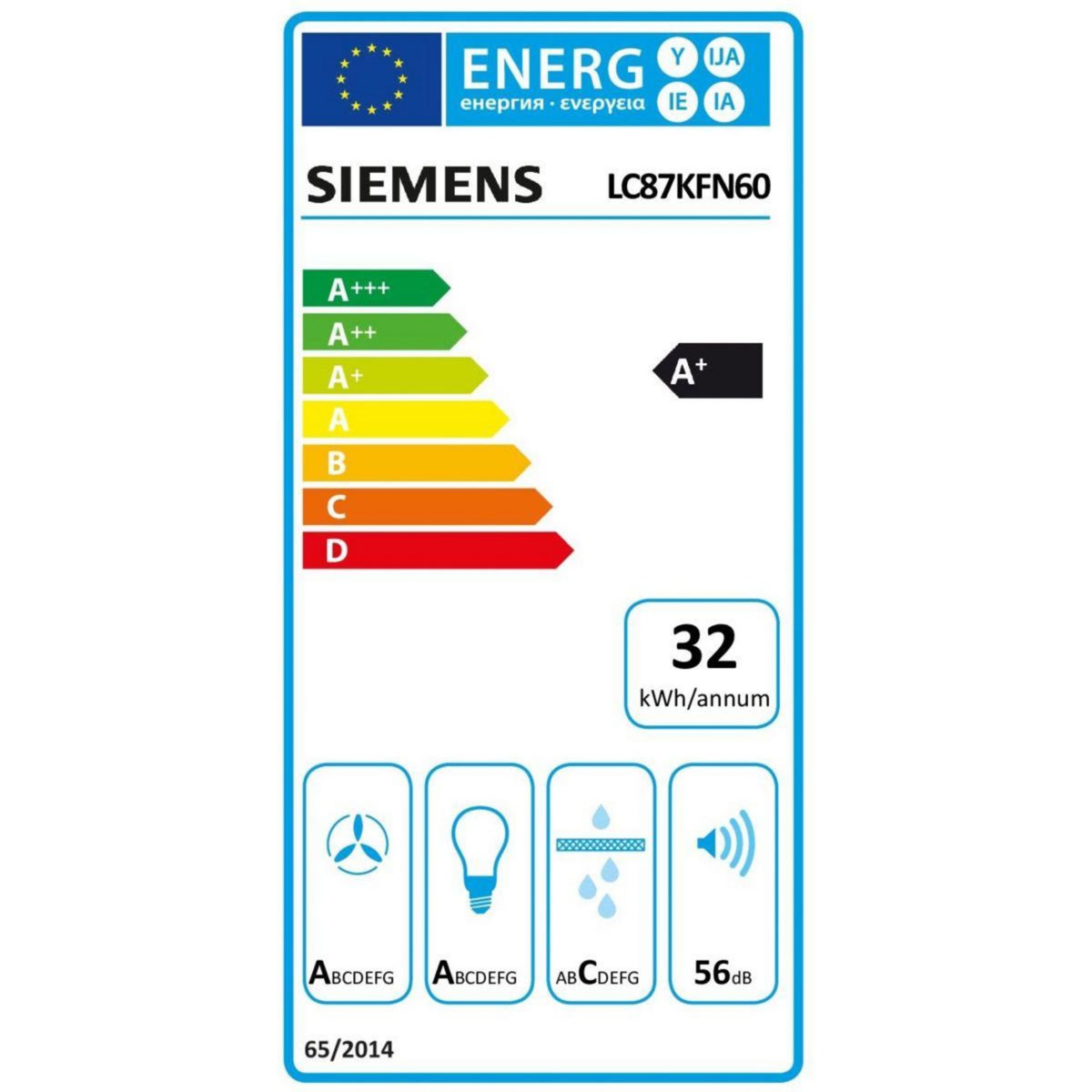 Siemens Hotte décorative murale inclinée LC87KFN60