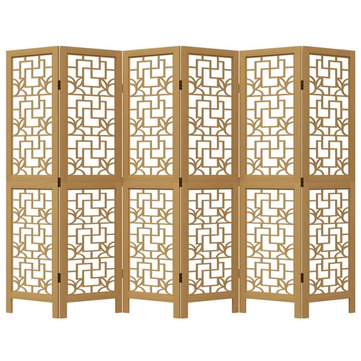 VIDAXL Cloison de separation 6 panneaux marron bois paulownia massif