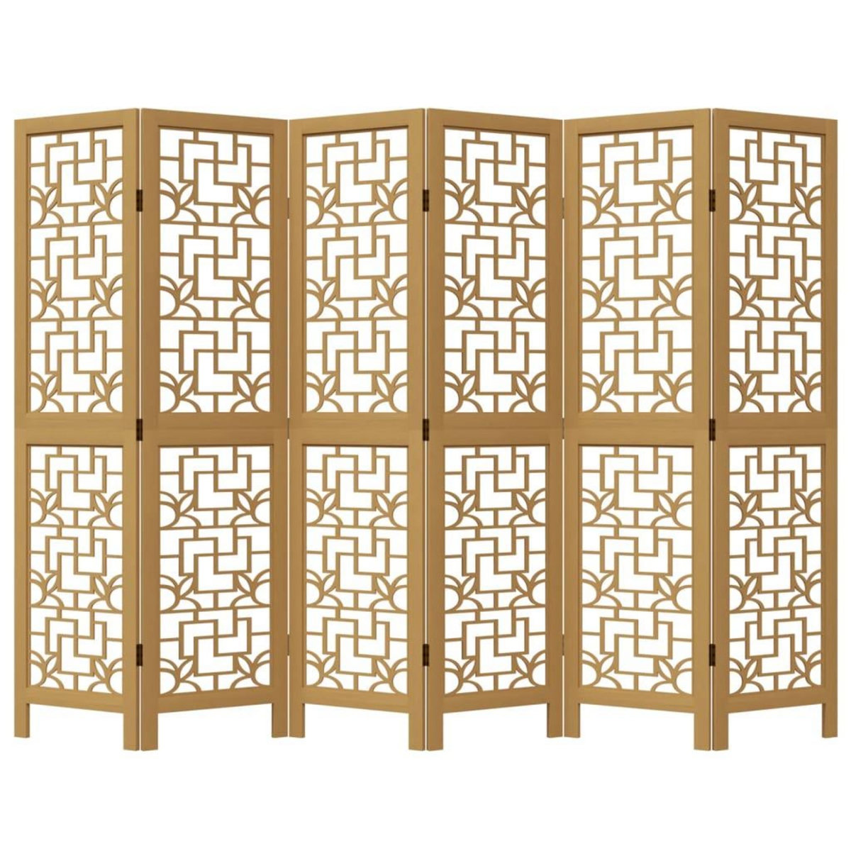 VIDAXL Cloison de separation 6 panneaux marron bois paulownia massif