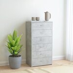 VIDAXL Buffet avec 6 tiroirs Gris beton 50x34x96 cm Bois d'ingenierie