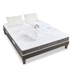 OLYMPE LITERIE OLYMPE LITERIE | Pack Prêt à dormir INTUITION | Matelas Mémoire de forme + Sommier Bois + Accessoires. Coloris disponibles : Blanc