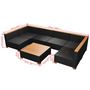 Voir la diapositive 6 : VIDAXL Salon de jardin 9 pcs avec coussins Resine tressee Noir