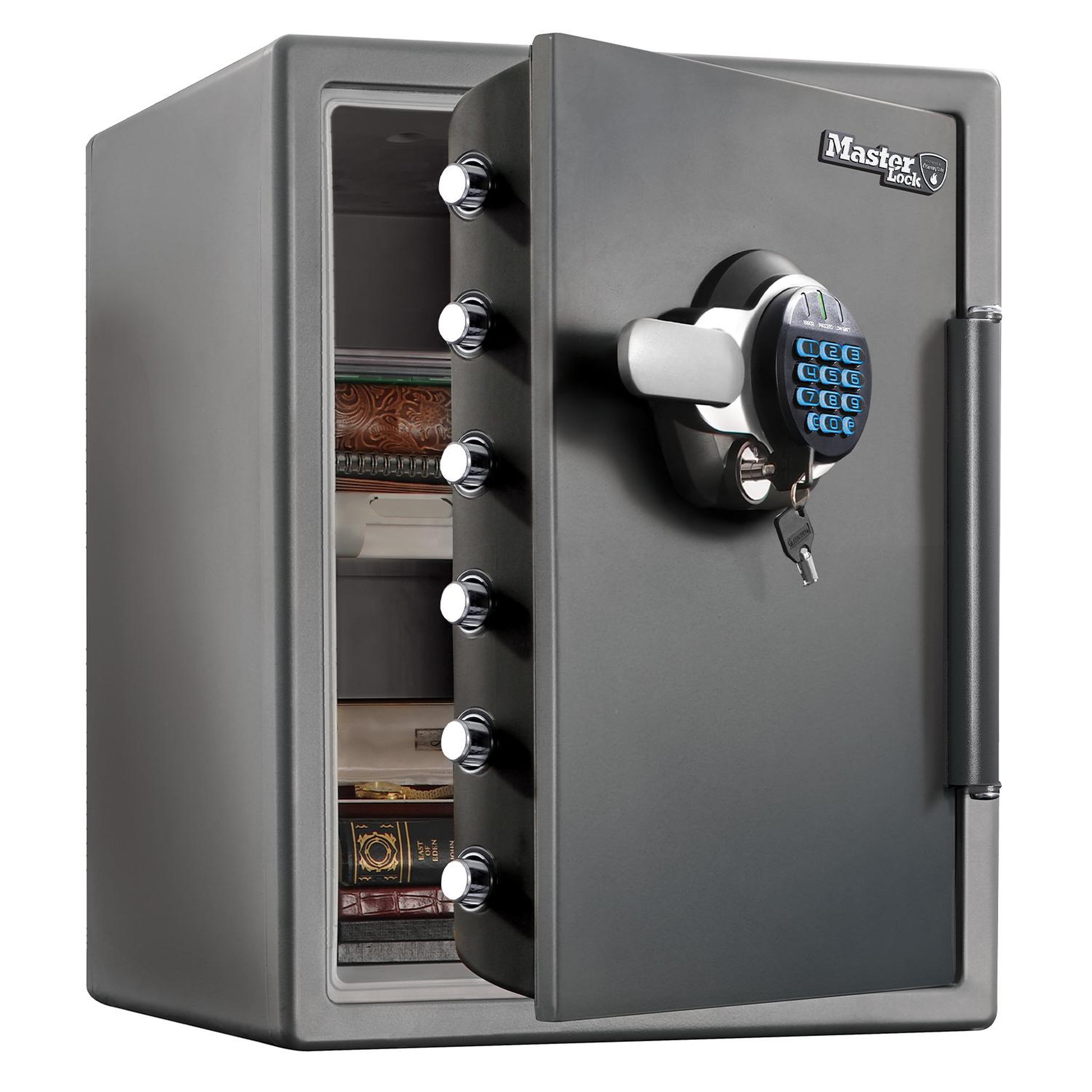 Master lock Coffre-fort [Ignifuge et Etanche] [XXL 56,6 Litres] [Combinaison Electronique et A Clé] - LTW205GYC